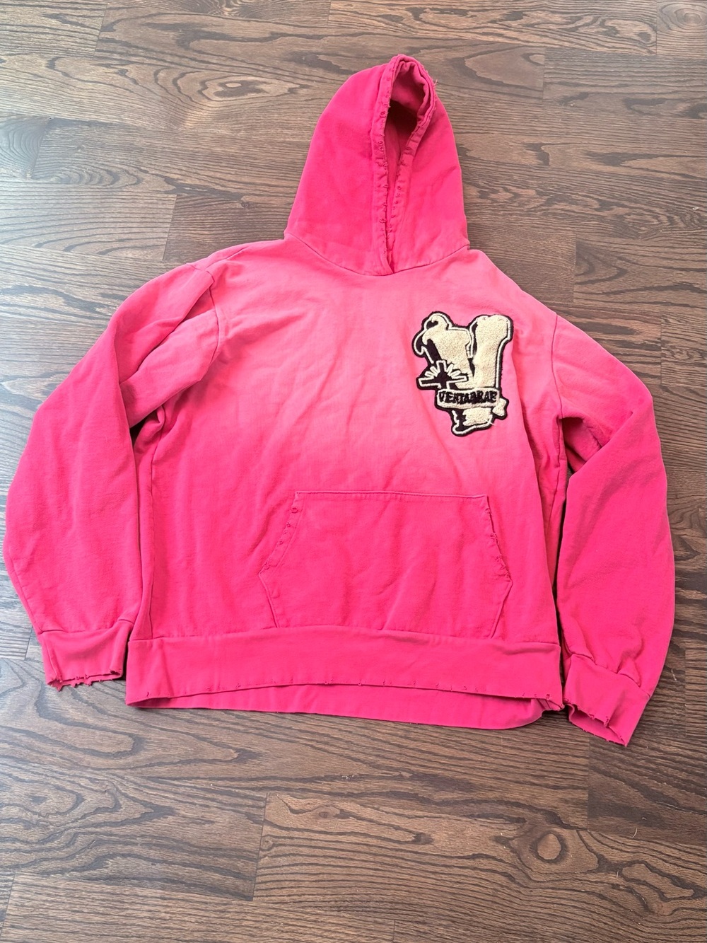 Red vertibrae varsity patch hoodie